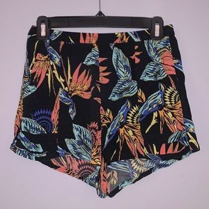 Tropical Print Highwaisted Shorts